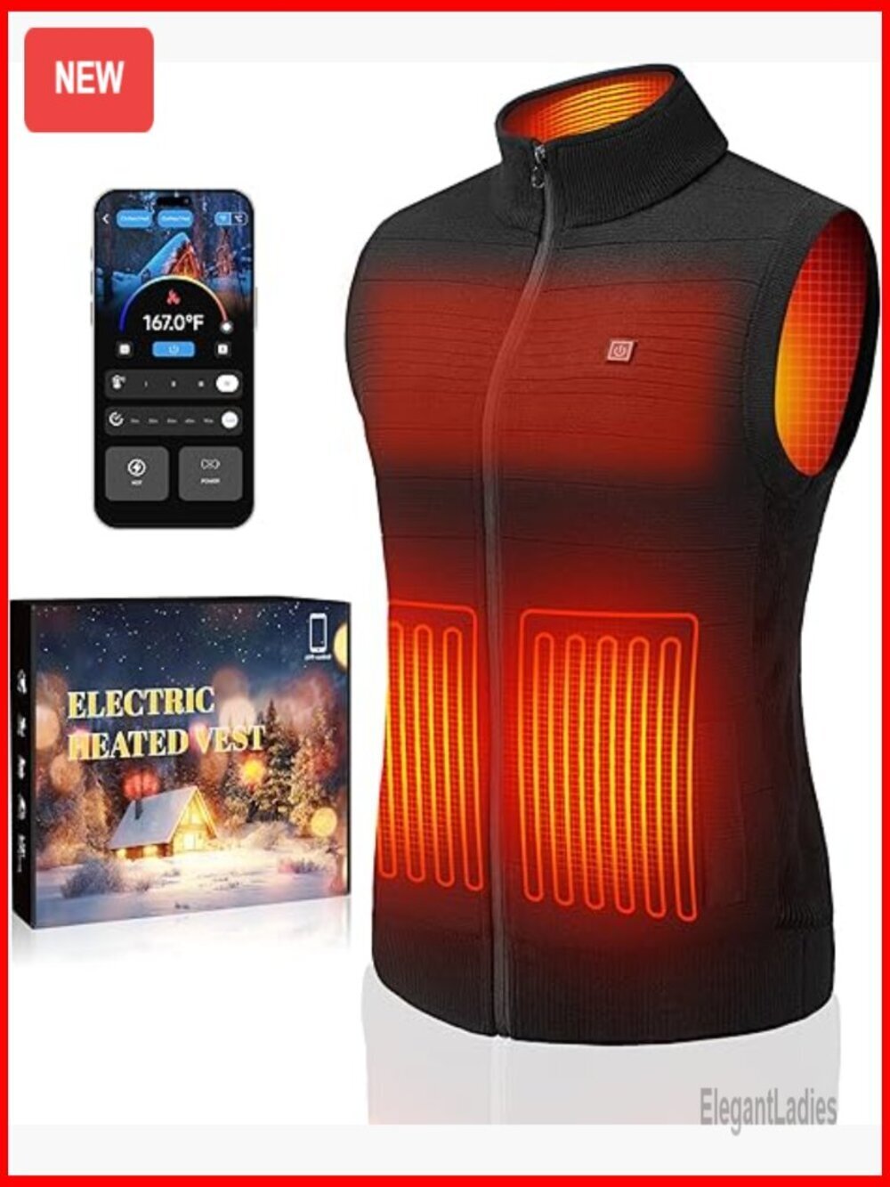 Heated Sweater Vest with Battery, App Control, 6 Heating Zones
